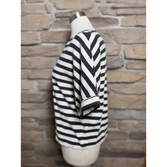 Rag Poets Blue And White Oversized Striped Tshirt Sz XS - Picture 2 of 9